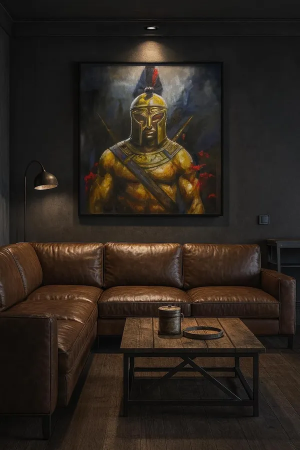 Zorvia_Spartan_Warrior_Gold_Helmet_Hand-Painted_Acrylic_Canvas_Art