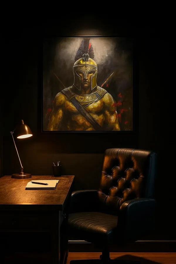 Zorvia_Spartan_Warrior_Gold_Helmet_Hand-Painted_Acrylic_Canvas_Art