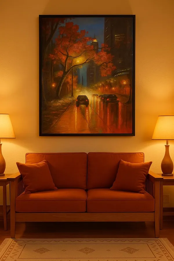 Zorvia_Autumn_City_Street_Scene_Hand-Painted_Acrylic_Canvas_Wall_Art