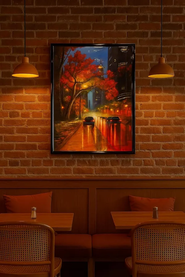 Zorvia_Autumn_City_Street_Scene_Hand-Painted_Acrylic_Canvas_Wall_Art