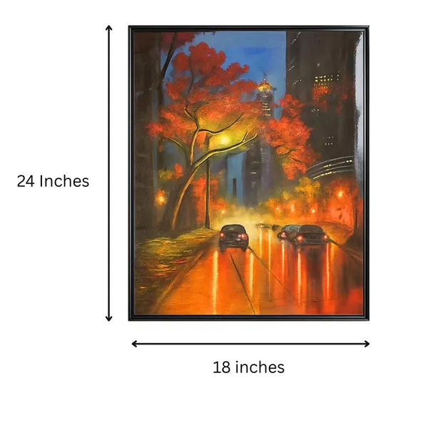 Zorvia_Autumn_City_Street_Scene_Hand-Painted_Acrylic_Canvas_Wall_Art