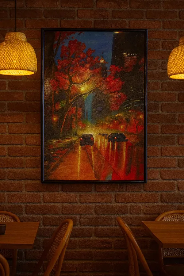 Zorvia_Autumn_City_Street_Scene_Hand-Painted_Acrylic_Canvas_Wall_Art