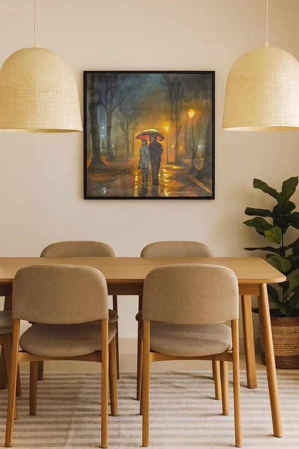 Zorvia_Rainy_Evening_Street_Scene_Hand-Painted_Acrylic_Canvas_Art