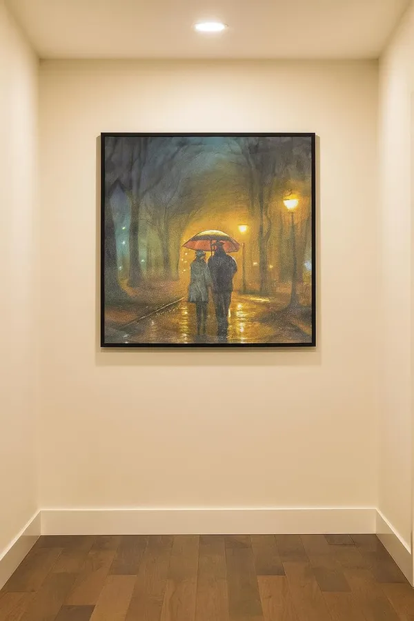 Zorvia_Rainy_Evening_Street_Scene_Hand-Painted_Acrylic_Canvas_Art