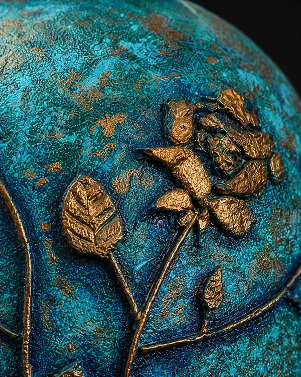 Hand-Painted_Terracotta_Artisan_Turquoise_Blue_Wildflower_Hand-Painted_Decorative_Vase