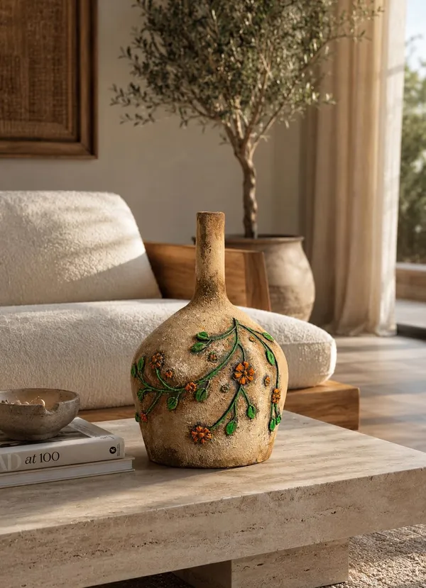 Hand-Painted_Terracotta_Bohemian_Floral_Vine_Antique_Decorative_Vase