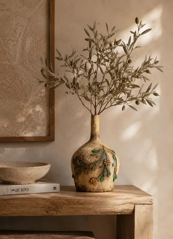 Hand-Painted_Terracotta_Bohemian_Floral_Vine_Antique_Decorative_Vase