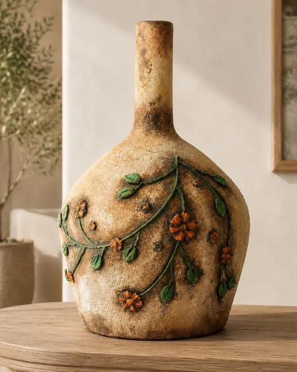Hand-Painted_Terracotta_Bohemian_Floral_Vine_Antique_Decorative_Vase