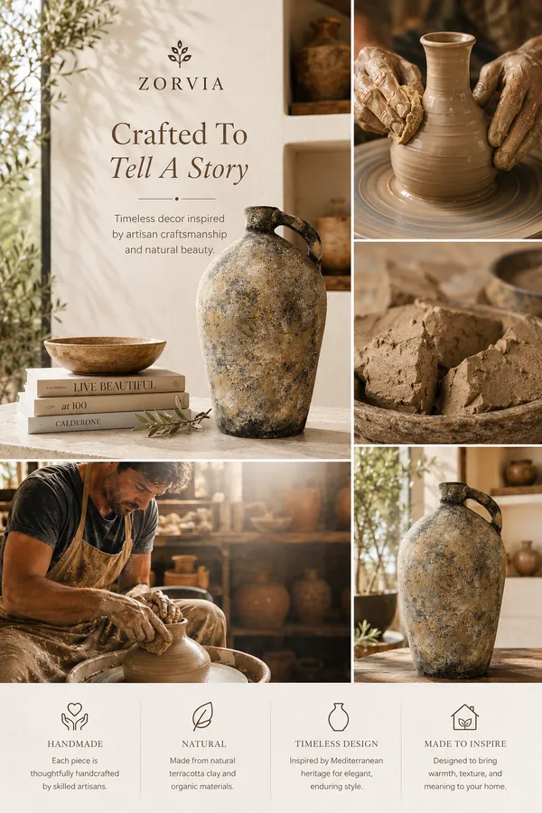 Hand-Crafted_Terracotta_Rustic_Beige_Weathered_Finish_Handled_Decorative_Jug_Vase