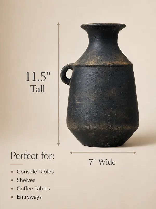 Hand-Painted_Terracotta_Rustic_Black_Textured_Decorative_Vase