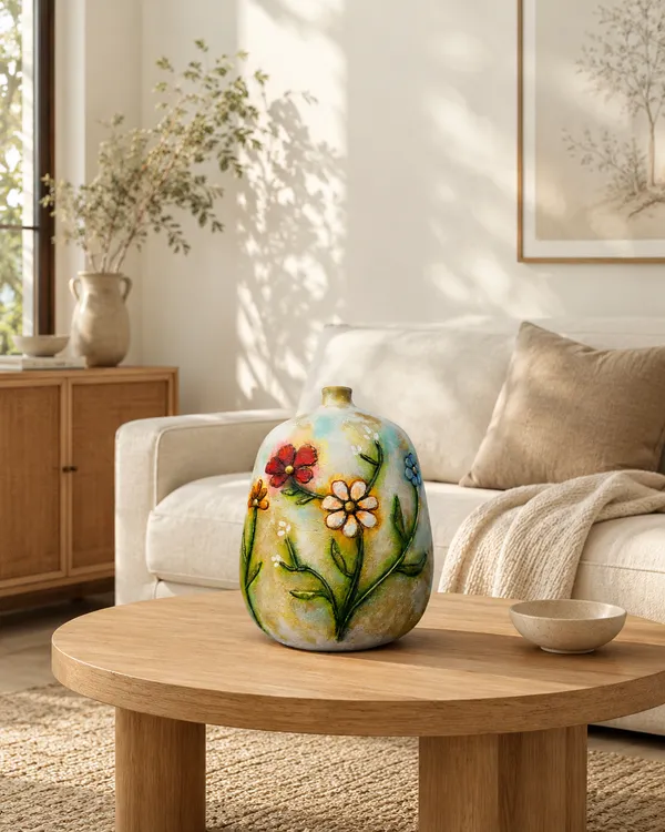 Hand-Painted_Terracotta_Artisan_Floral_Embossed_Decorative_Vase