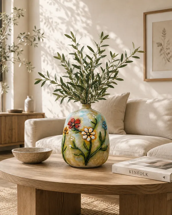 Hand-Painted_Terracotta_Artisan_Floral_Embossed_Decorative_Vase