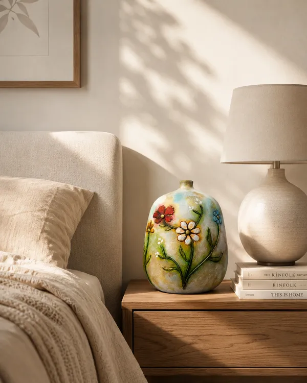 Hand-Painted_Terracotta_Artisan_Floral_Embossed_Decorative_Vase