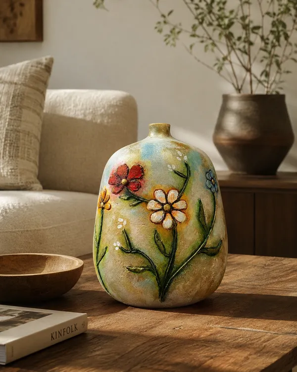 Hand-Painted_Terracotta_Artisan_Floral_Embossed_Decorative_Vase