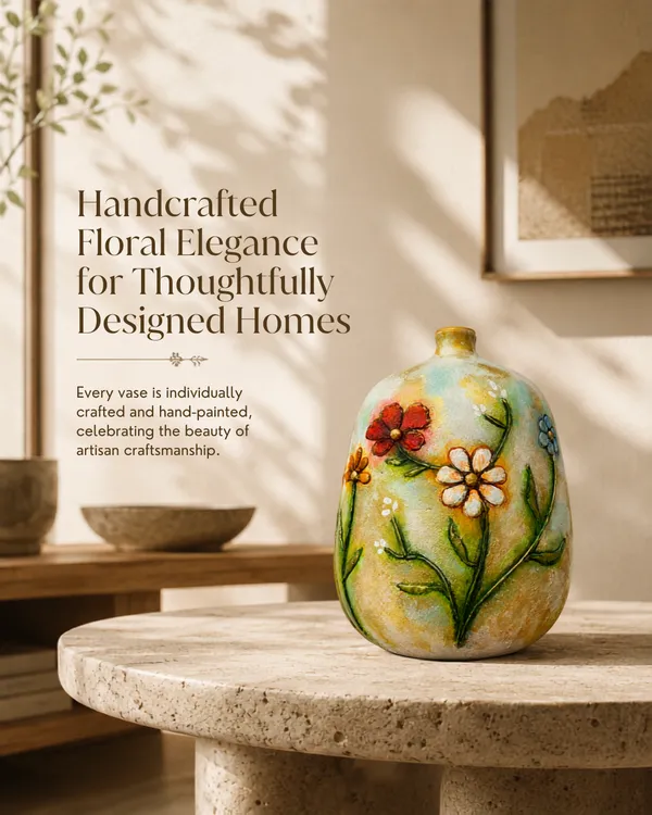 Hand-Painted_Terracotta_Artisan_Floral_Embossed_Decorative_Vase