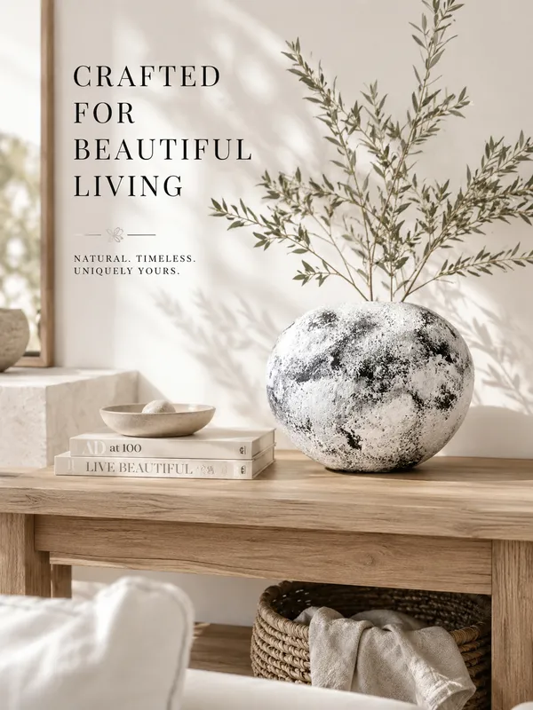Hand-Painted_Terracotta_Rustic_White_Black_Textured_Round_Decorative_Vase