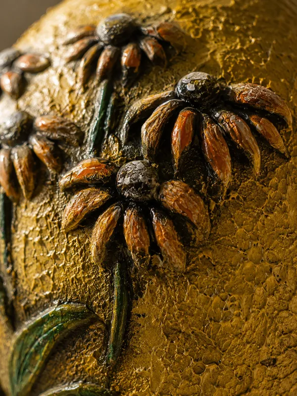 Hand-Painted_Terracotta_Rustic_Yellow_Floral_Bottle_Decorative_Vase