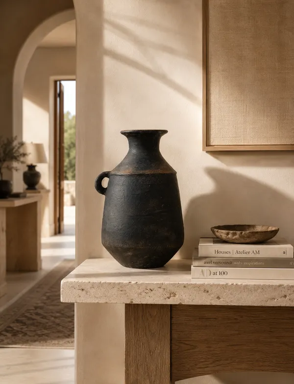 Hand-Painted_Terracotta_Rustic_Black_Textured_Decorative_Vase