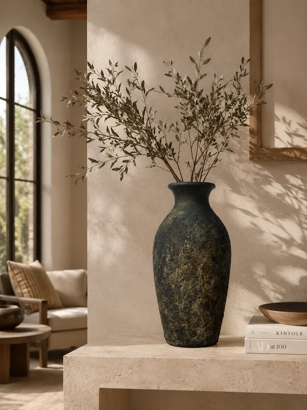 Hand-Painted_Terracotta_Rustic_Grey_Textured_Floor_Decorative_Vase