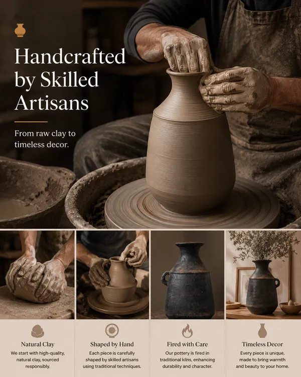 Hand-Painted_Terracotta_Rustic_Black_Textured_Decorative_Vase