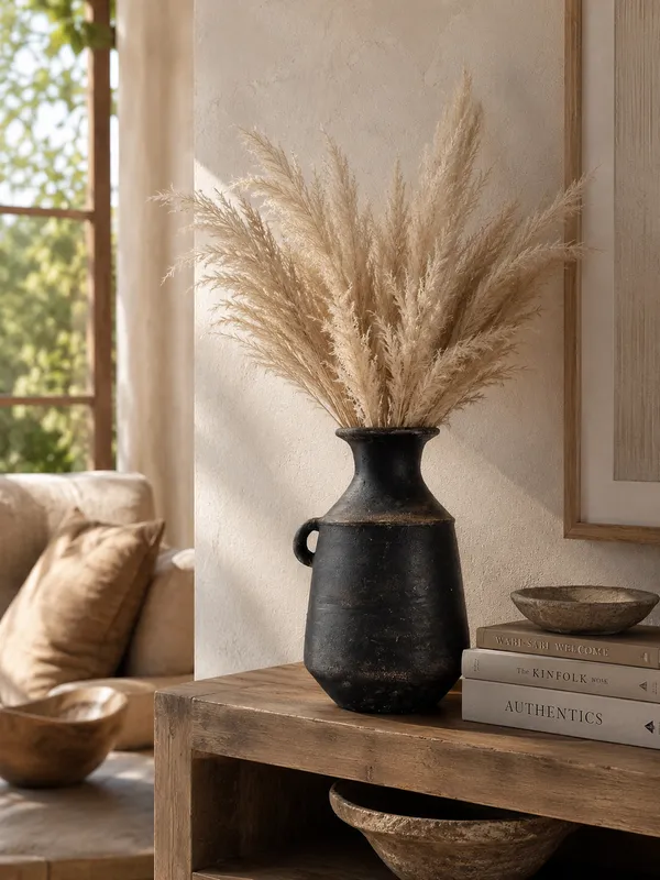Hand-Painted_Terracotta_Rustic_Black_Textured_Decorative_Vase