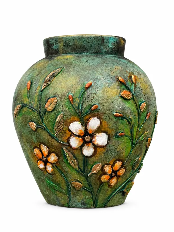 Hand-Painted_Terracotta_Antique_Green_Floral_Decorative_Vase