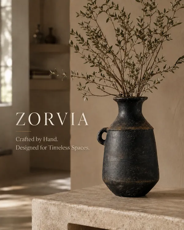 Hand-Painted_Terracotta_Rustic_Black_Textured_Decorative_Vase