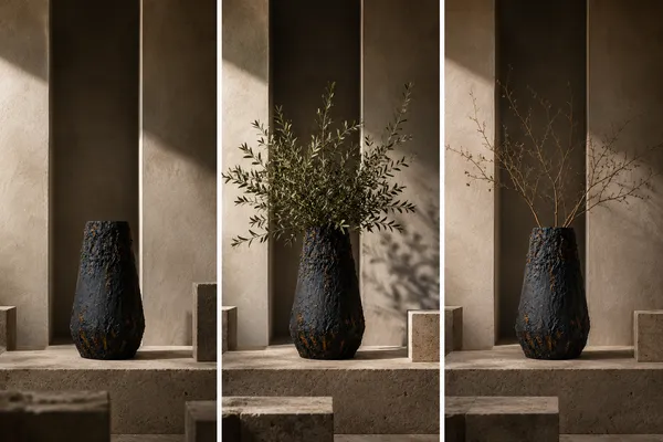 Hand-Painted_Terracotta_Rustic_Black_Volcanic_Textured_Decorative_Vase