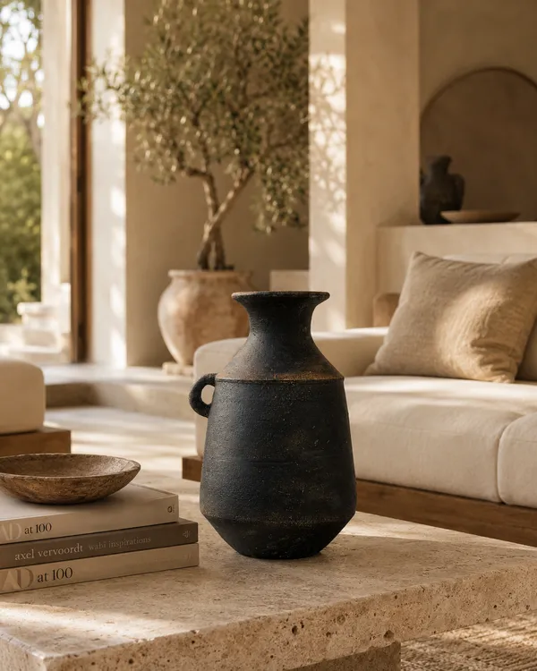 Hand-Painted_Terracotta_Rustic_Black_Textured_Decorative_Vase