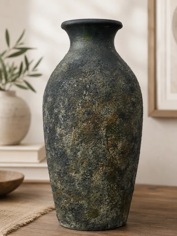 Hand-Painted_Terracotta_Rustic_Grey_Textured_Floor_Decorative_Vase