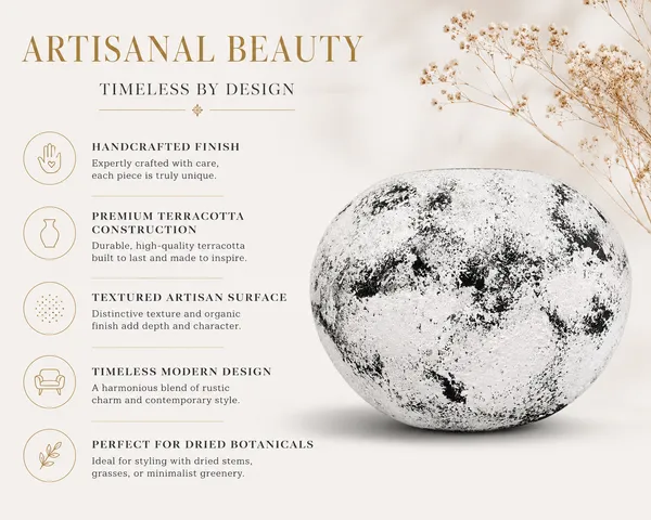 Hand-Painted_Terracotta_Rustic_White_Black_Textured_Round_Decorative_Vase