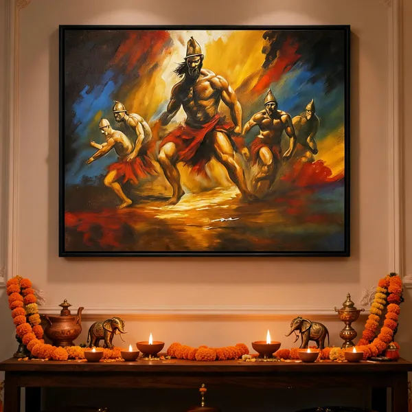 Tribal_Warrior_Dance_Hand-Painted_Canvas_Wall_Painting