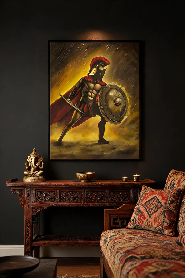 Zorvia_Spartan_Warrior_Hand-Painted_Acrylic_Canvas_Wall_Art
