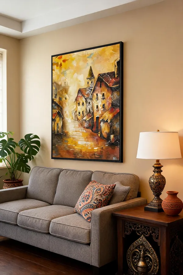 European_Village_Landscape_Hand-Painted_Canvas_Wall_Painting