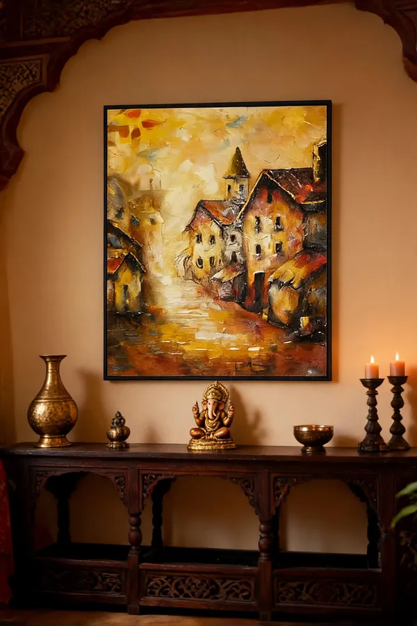 European_Village_Landscape_Hand-Painted_Canvas_Wall_Painting