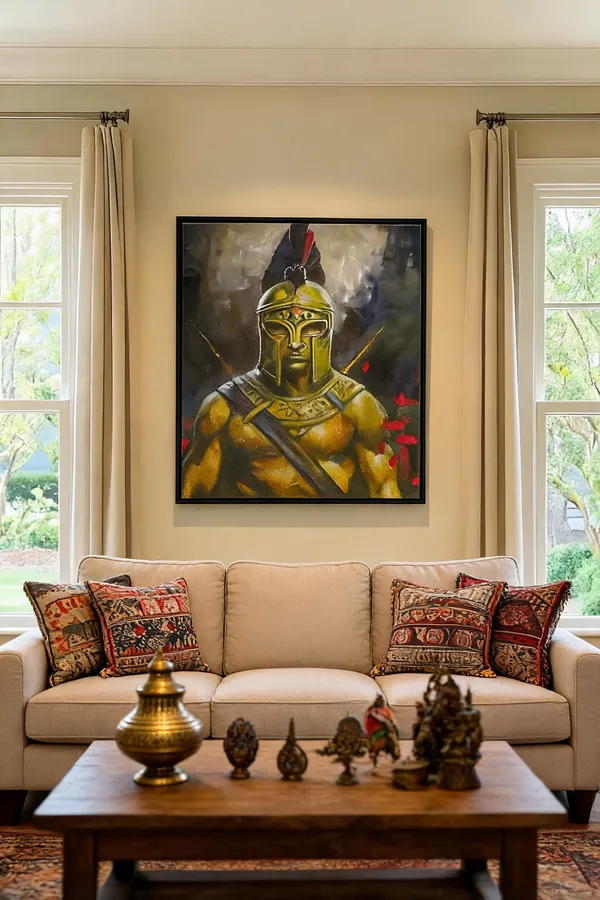 Zorvia_Spartan_Warrior_Gold_Helmet_Hand-Painted_Acrylic_Canvas_Art