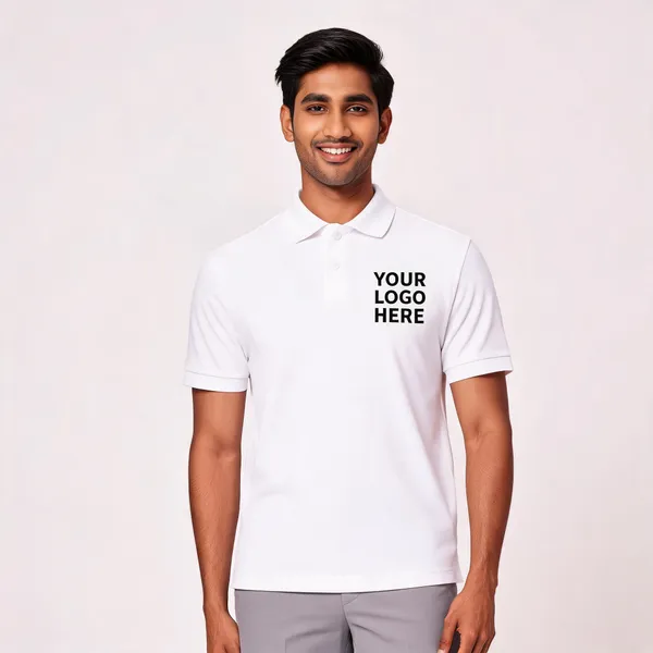 White_Polyester_Regular_Fit_Polo_T-Shirt_For_Unisex