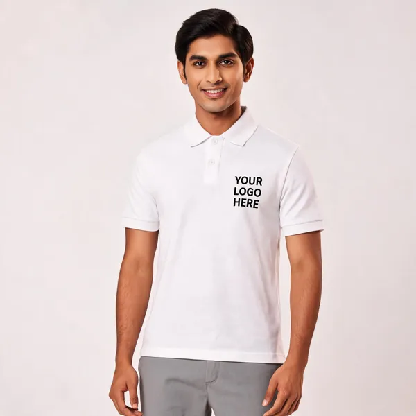 White_Polyester_Regular_Fit_Polo_T-Shirt_For_Unisex