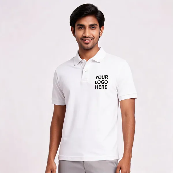 White_Polyester_Regular_Fit_Polo_T-Shirt_For_Unisex