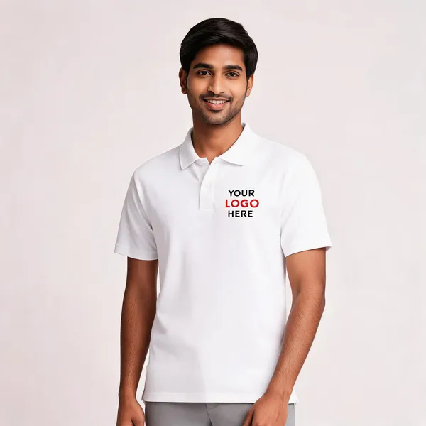 White_Polyester_Regular_Fit_Polo_T-Shirt_For_Unisex