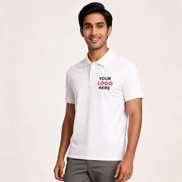 White_Polyester_Regular_Fit_Polo_T-Shirt_For_Unisex