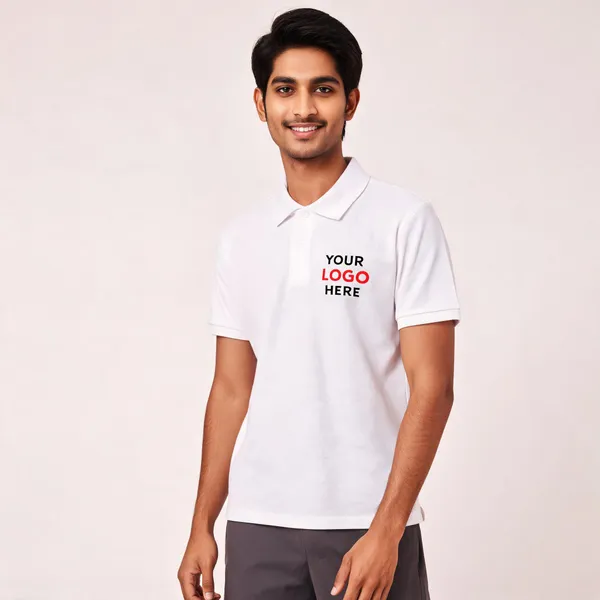 White_Polyester_Regular_Fit_Polo_T-Shirt_For_Unisex