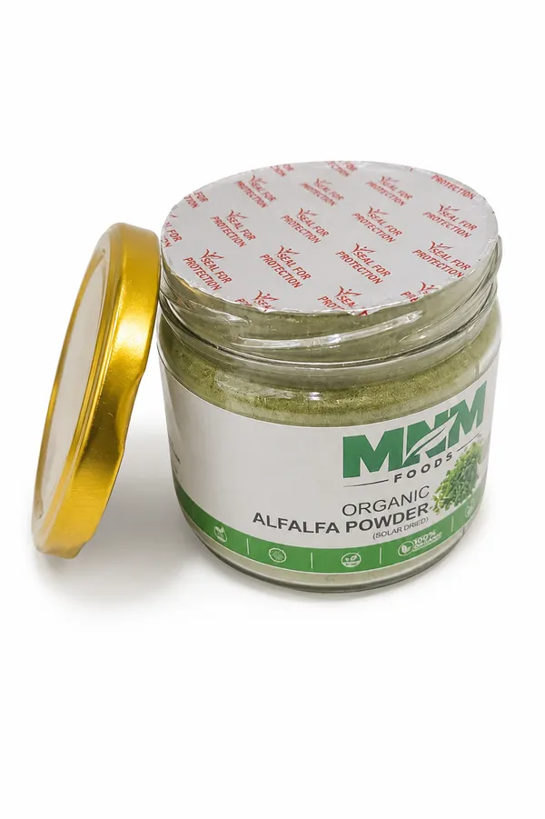 Mnm_Foods_Alfalfa_Powder_(Rajka_Powder/Lucerne_Powder)_100%_Pure_Solar_Dried_|_Rich_In_Vitamins,_Minerals_&_Natural_Antioxidants_|_Supports_Daily_Wellness_&_Healthy_Digestion_|_Zero_Additives_|_Premium_Airtight_Pet_Jar_|_100G