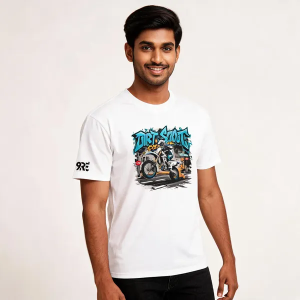 White_Cotton_Regular_Fit_Motorcycle_Graphic_T-Shirt_For_Unisex