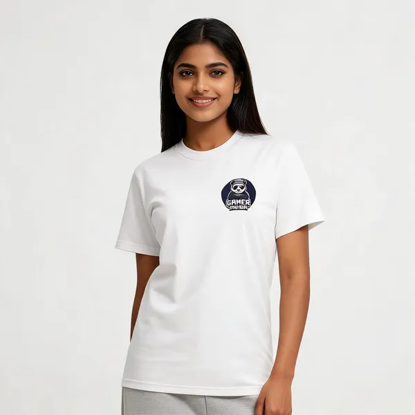 White_Cotton_Regular_Fit_Gamer_Panda_Graphic_T-Shirt_For_Unisex