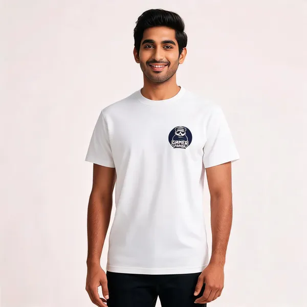 White_Cotton_Regular_Fit_Gamer_Panda_Graphic_T-Shirt_For_Unisex