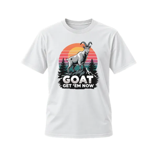 White_Cotton_Regular_Fit_Goat_Graphic_Crew_Neck_T-Shirt_For_Unisex