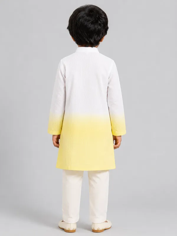 White_Yellow_Ombre_Kurta_Set_for_Boys