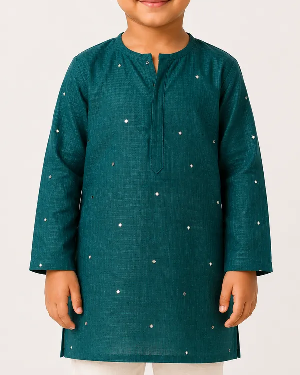 Teal_Doria_Mirror_Kurta_Set_for_Boys