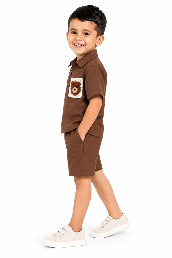 Brown_Polo_Shirt_With_Bear_Pocket_for_Boys